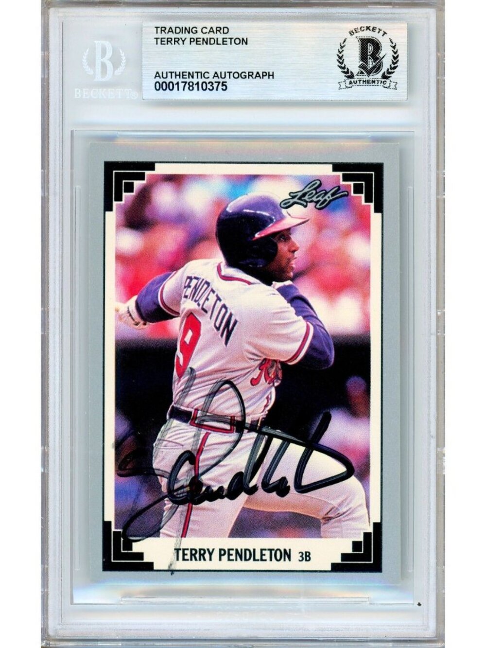 Terry Pendleton Signed 1991 Leaf #304 Atlanta Braves NL MVP BAS Slabbed Auto MLB
